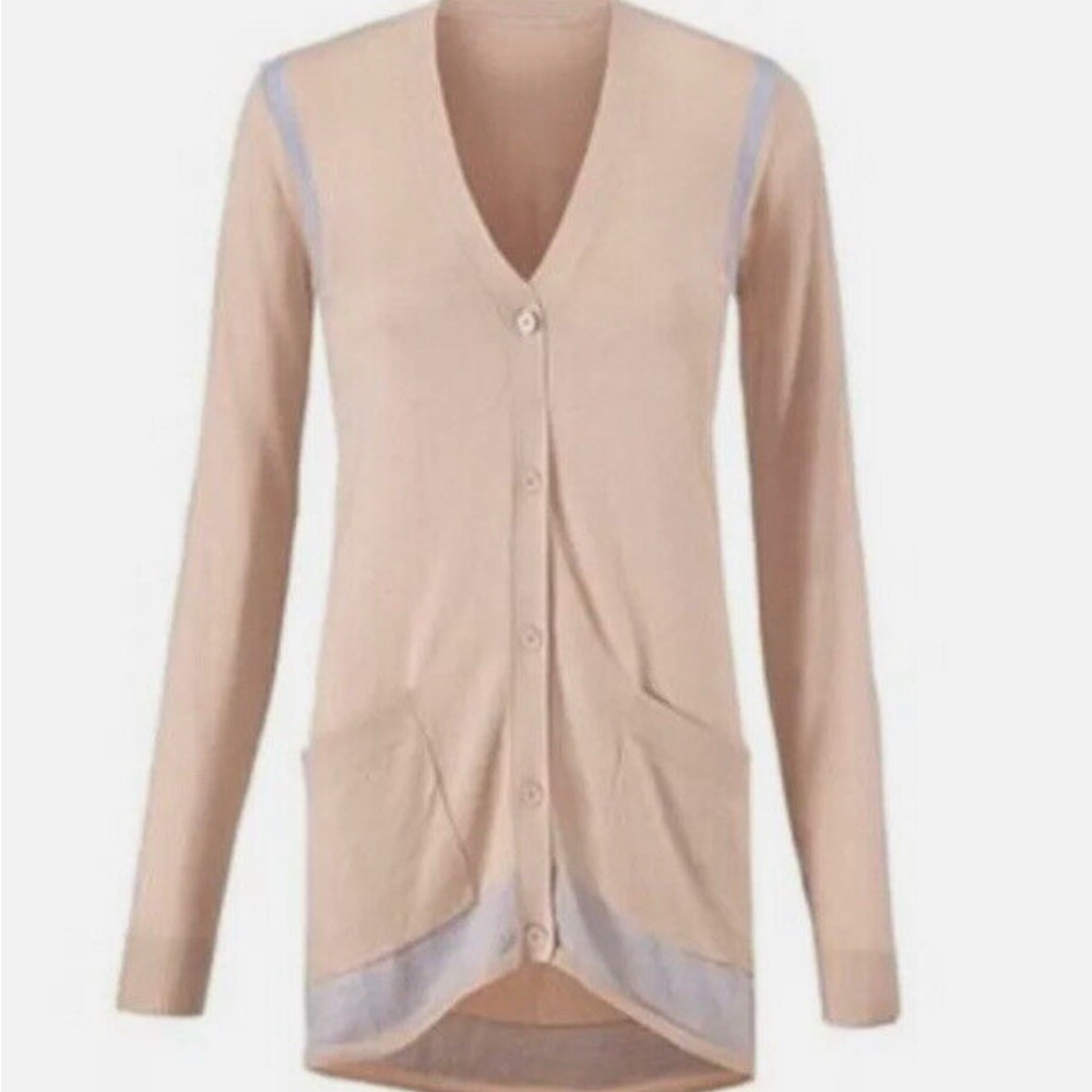 CAbi Lucy Salmon Periwinkle Sweater L Style 5288 NWOT